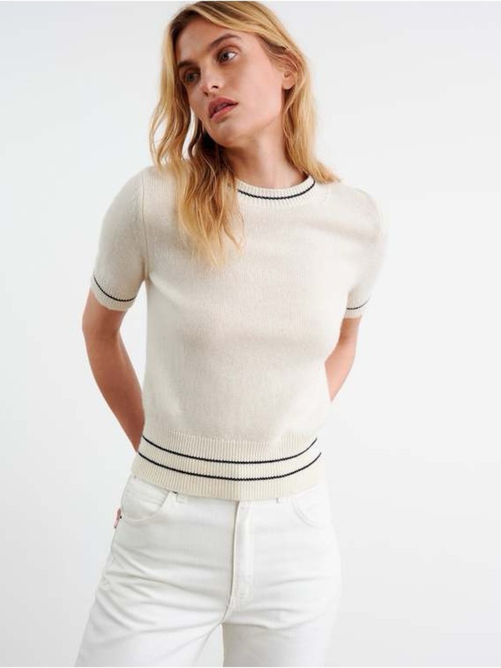 Nili lotan shilo sweater ivory/ dark navy